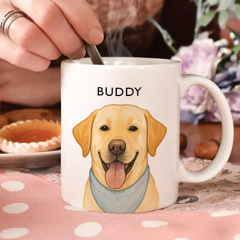 Custom Photo Pet Portrait - Gift For Dog Lovers, Pet Lovers - Personalized Mug