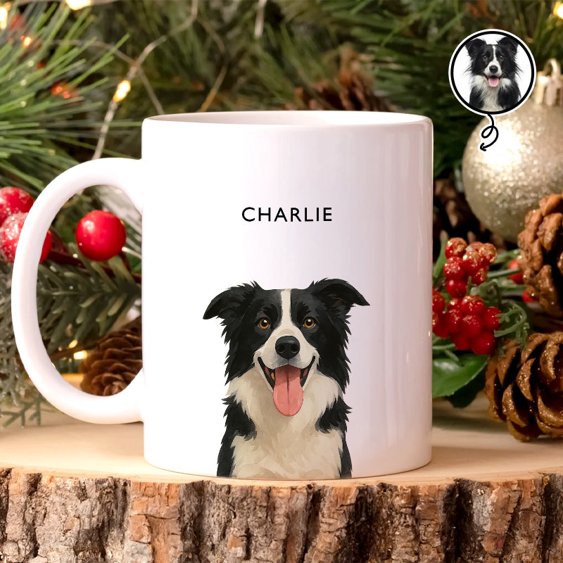 Custom Photo Pet Portrait - Gift For Dog Lovers, Pet Lovers - Personalized Mug