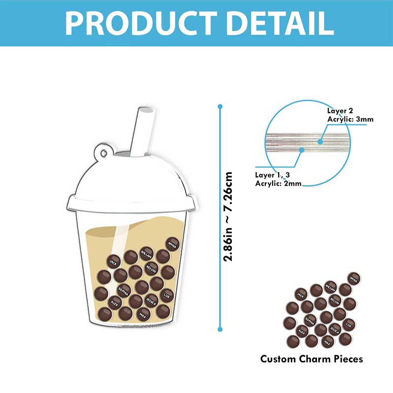 Mini Drink Boba Buble Tea - Personalized Shaker Keychain