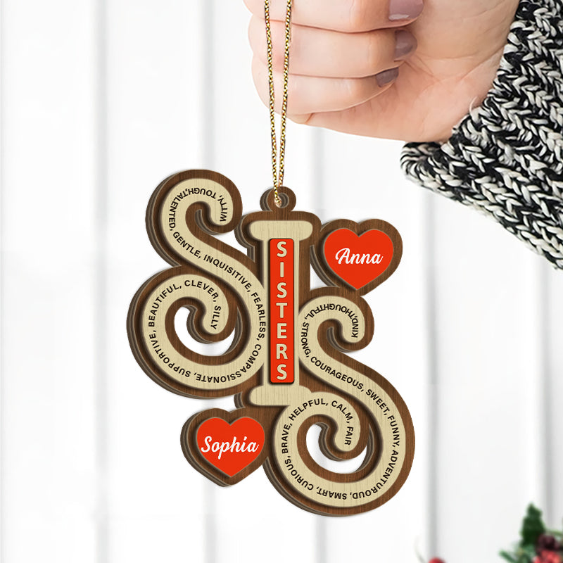 Sister Definition - Bestie, Sister, Siblings, Family Gift - Personalized 2-Layered Wooden Ornament