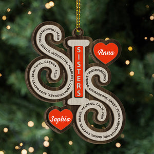 Sister Definition - Bestie, Sister, Siblings, Family Gift - Personalized 2-Layered Wooden Ornament