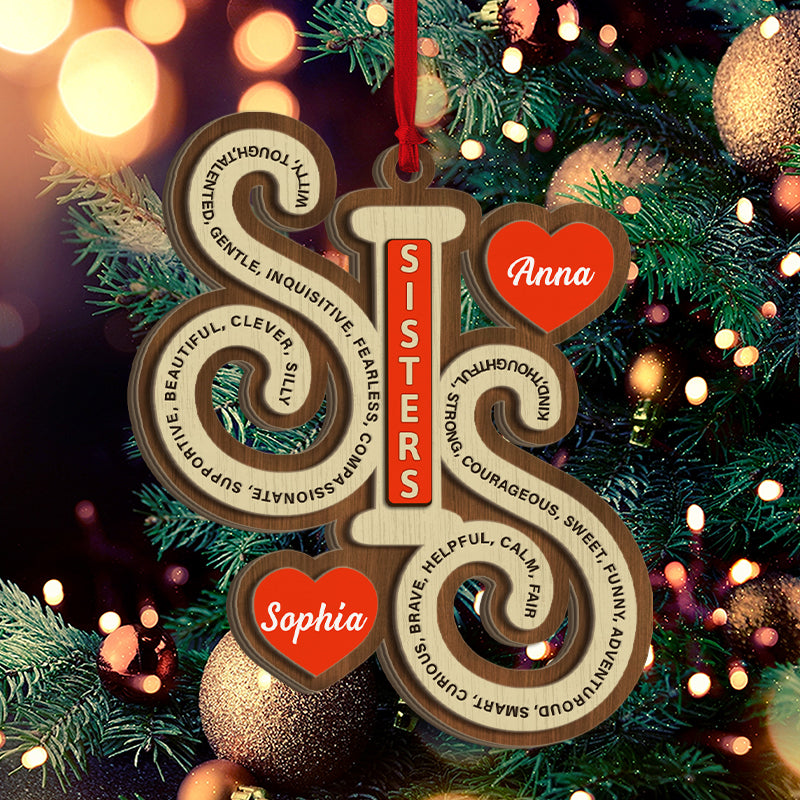Sister Definition - Bestie, Sister, Siblings, Family Gift - Personalized 2-Layered Wooden Ornament