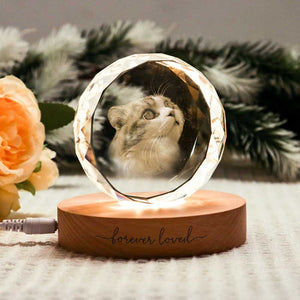 Custom Photo Forever Loved - Personalized Crystal Night Light