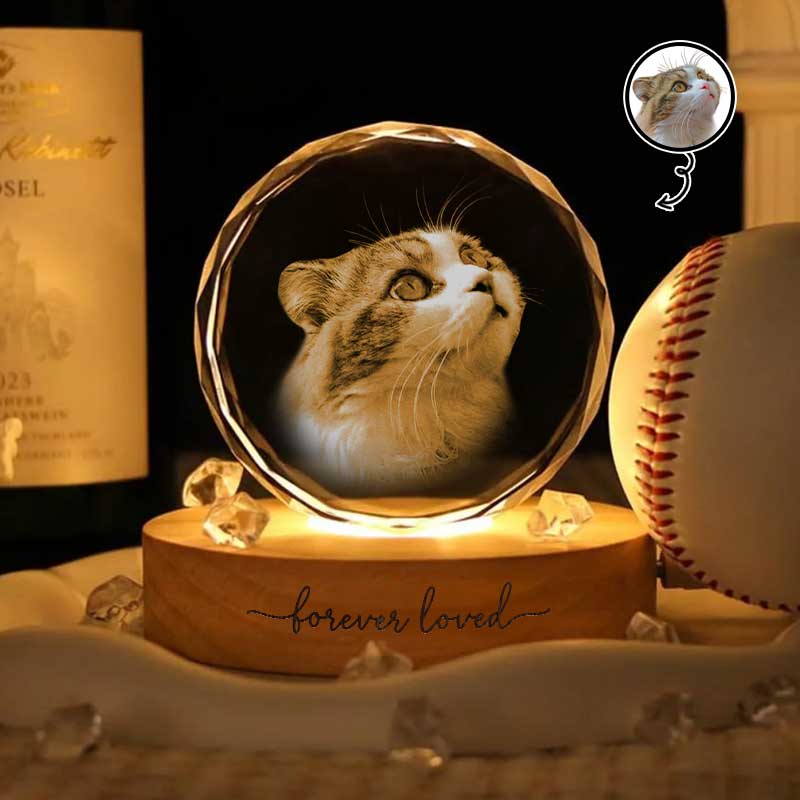 Custom Photo Forever Loved - Personalized Crystal Night Light