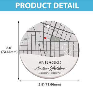 Engagement Custom Location Map - Personalized Circle Ceramic Ornament