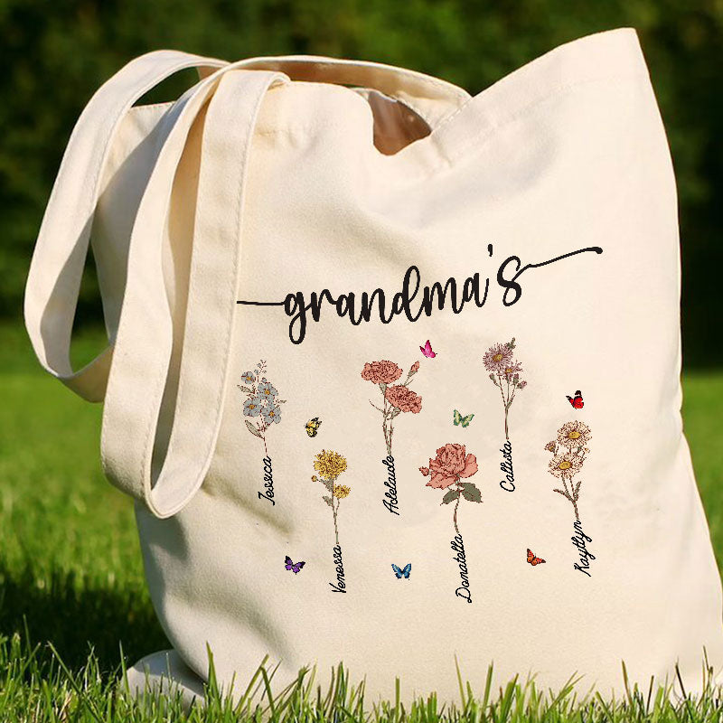 Grandma’s Flower Birthmonth - Personalized Tote Bag