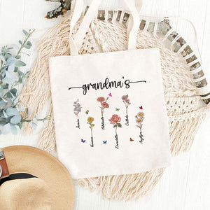 Grandma’s Flower Birthmonth - Personalized Tote Bag
