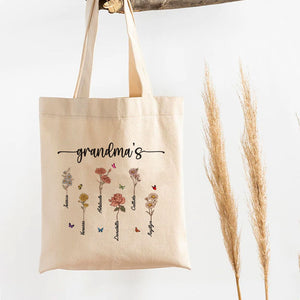 Grandma’s Flower Birthmonth - Personalized Tote Bag