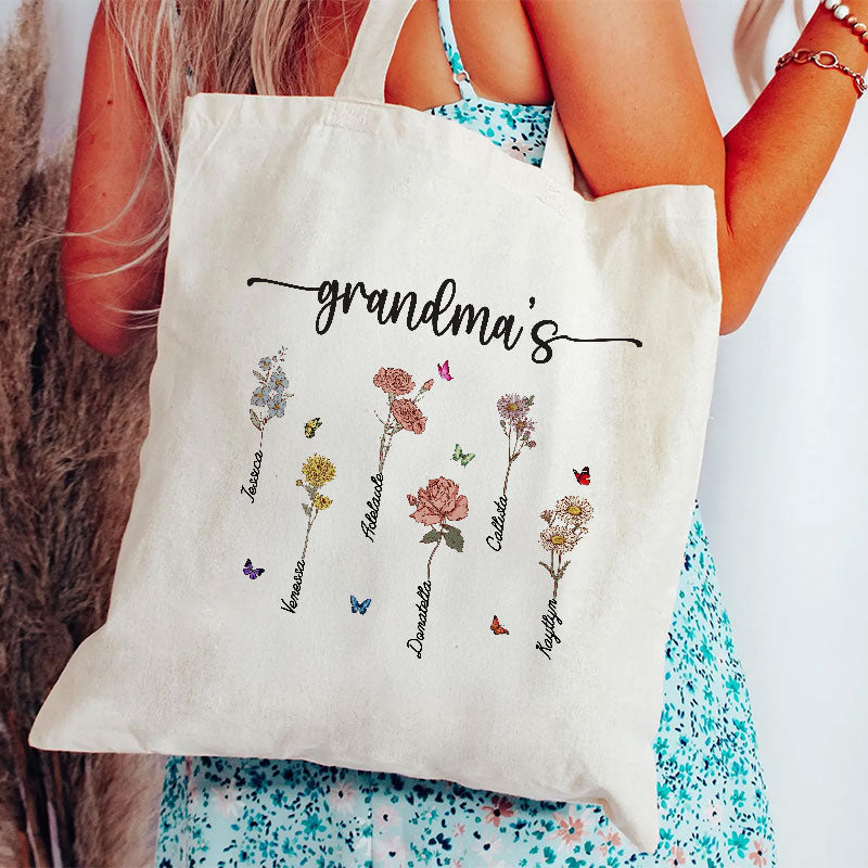 Grandma’s Flower Birthmonth - Personalized Tote Bag