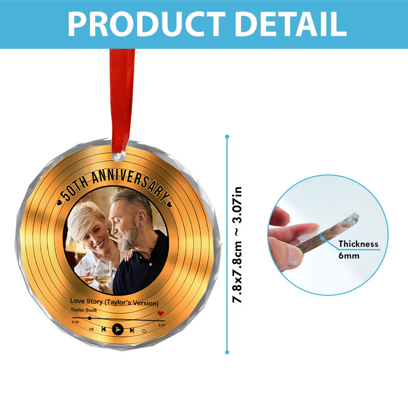 Song Anniversary - Couple Gift - Personalized Circle Glass Ornament