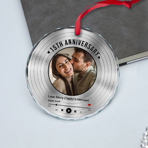 Song Anniversary - Couple Gift - Personalized Circle Glass Ornament