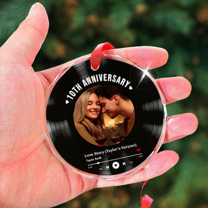 Song Anniversary - Couple Gift - Personalized Circle Glass Ornament