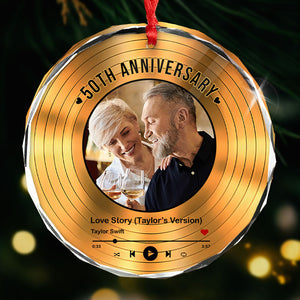 Song Anniversary - Couple Gift - Personalized Circle Glass Ornament