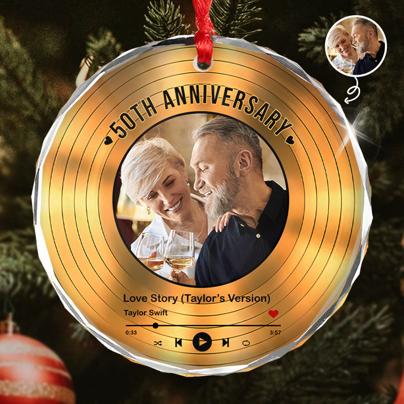 Song Anniversary - Couple Gift - Personalized Circle Glass Ornament