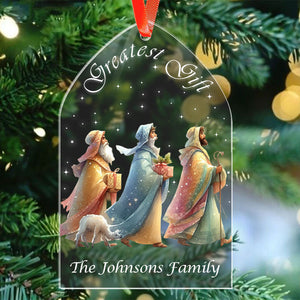 Greatest Gift Nativity - Holy Family Christmas - Personalized Acrylic Ornament