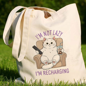 I'm Not Lazy - Funny Cat - Personalized Tote Bag