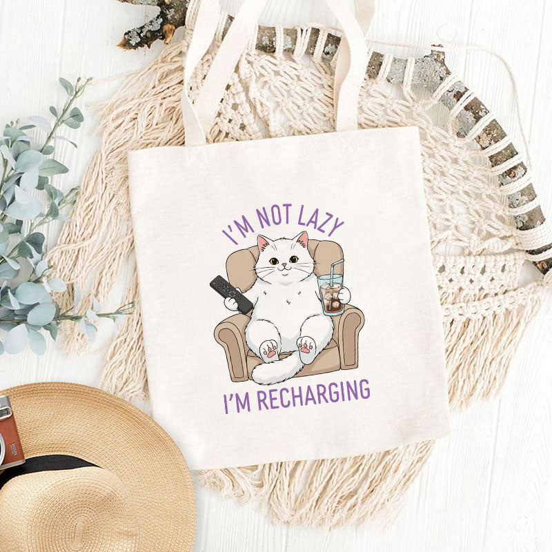 I'm Not Lazy - Funny Cat - Personalized Tote Bag