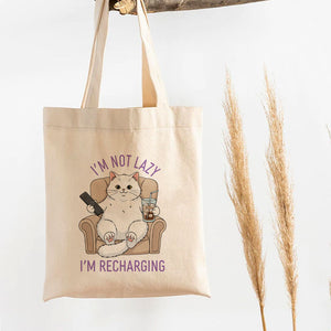 I'm Not Lazy - Funny Cat - Personalized Tote Bag