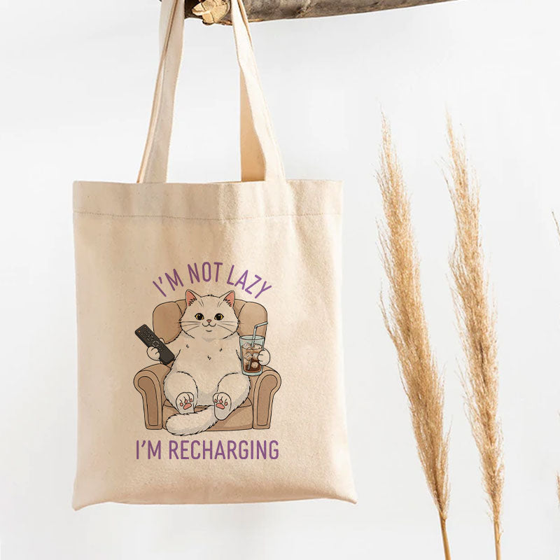 I'm Not Lazy - Funny Cat - Personalized Tote Bag