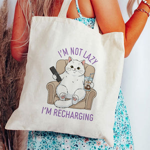 I'm Not Lazy - Funny Cat - Personalized Tote Bag
