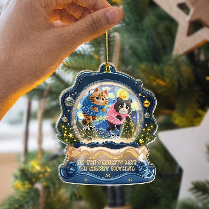 On The Naughty List I Regret Nothing - Gift For Cat Lovers, Pet Lovers - Personalized Acrylic Ornament