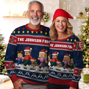 Pixel Family Christmas - Personalized Ugly Sweater