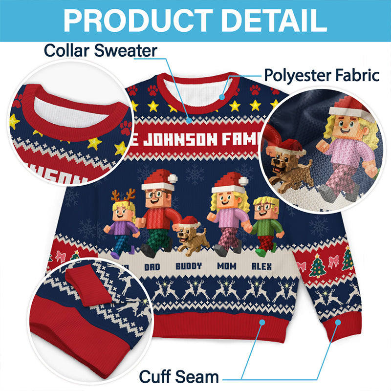 Pixel Family Christmas - Personalized Ugly Sweater