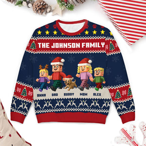 Pixel Family Christmas - Personalized Ugly Sweater