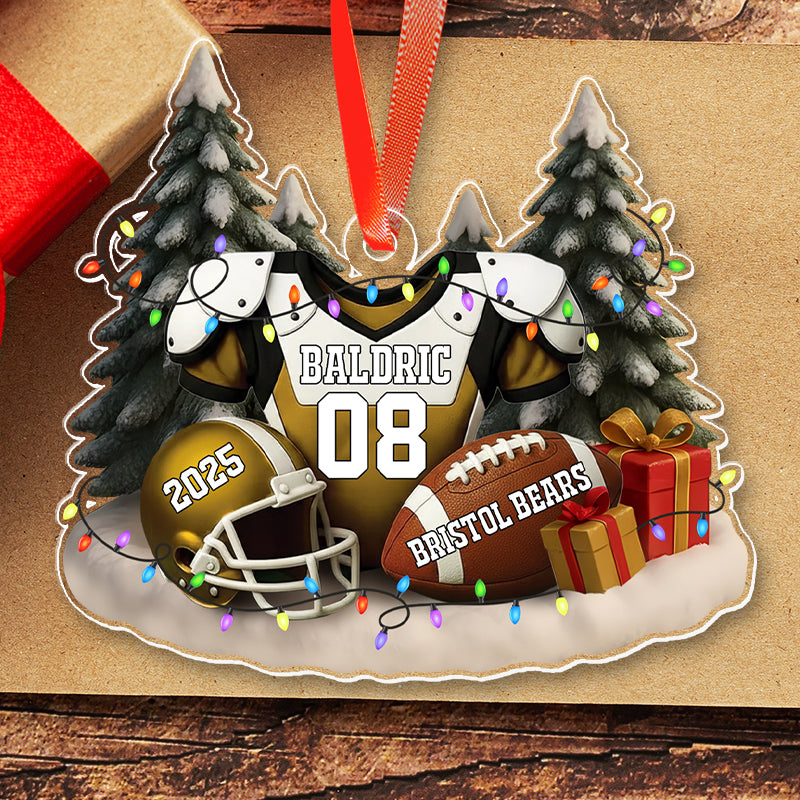 Football Player Christmas - Celebrate Team Spirit - Personalized Acrylic Ornament