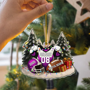 Football Player Christmas - Celebrate Team Spirit - Personalized Acrylic Ornament