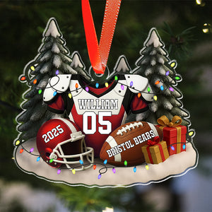 Football Player Christmas - Celebrate Team Spirit - Personalized Acrylic Ornament