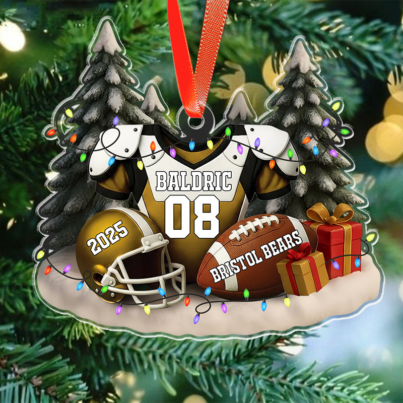 Football Player Christmas - Celebrate Team Spirit - Personalized Acrylic Ornament