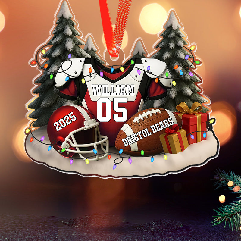 Football Player Christmas - Celebrate Team Spirit - Personalized Acrylic Ornament