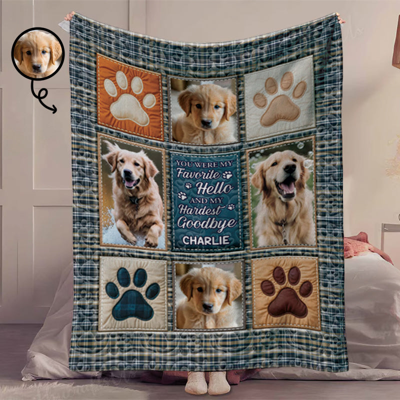 Custom Photo You Were My Favorite Hello - Memorial Sympathy Gift - Personalized Blanket
