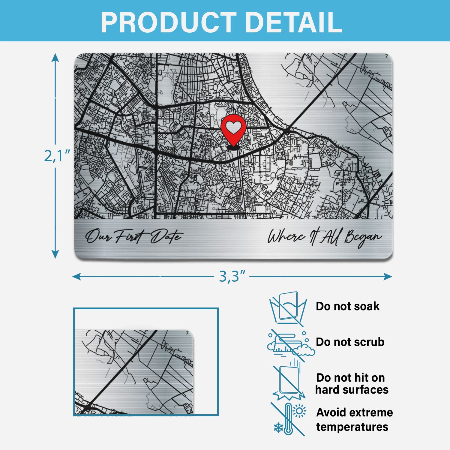 Custom Location Where It All Began - First Date, Proposal, Wedding Map Gift, Gift For Couples - Personalized Aluminum Wallet Card