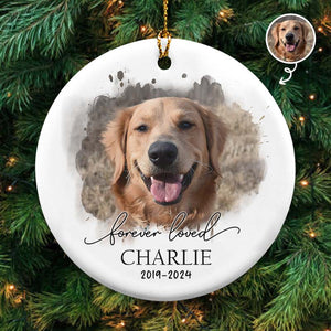 Forever Loved Pet Photo - Personalized Circle Ceramic Ornament
