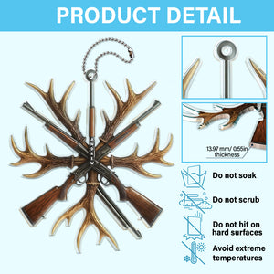 Hunting Deer Antlers & Guns - Gift For Hunters, Outdoorsmen, Dads, Grandpas, Boyfriends - Personalized Acrylic Car Hanger