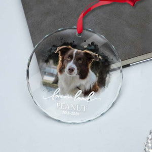 Forever Loved Pet Photo - Personalized Circle Glass Ornament