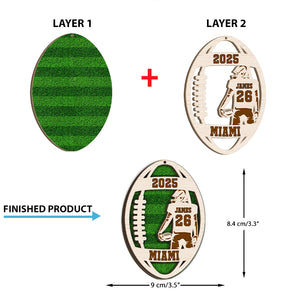 Football Player - Custom Gift For Football Lovers - Personalized 2-Layered Wooden Ornament