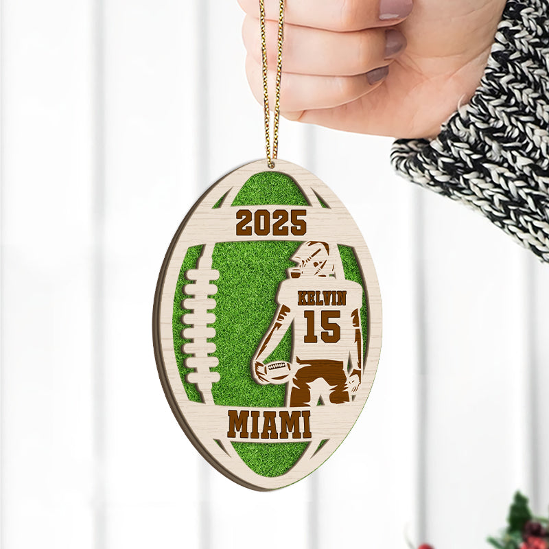 Football Player - Custom Gift For Football Lovers - Personalized 2-Layered Wooden Ornament