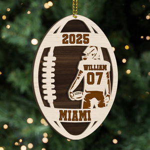 Football Player - Custom Gift For Football Lovers - Personalized 2-Layered Wooden Ornament