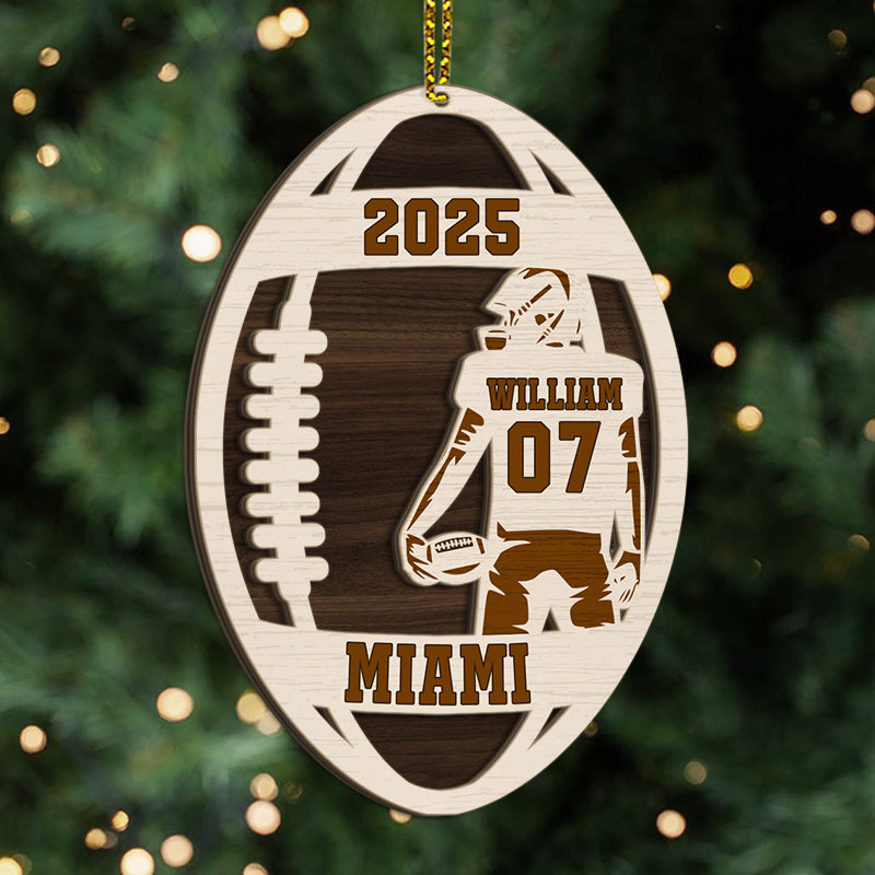 Football Player - Custom Gift For Football Lovers - Personalized 2-Layered Wooden Ornament