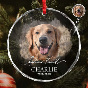 Forever Loved Pet Photo - Personalized Circle Glass Ornament