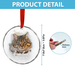 Forever Loved Pet Photo - Personalized Circle Glass Ornament