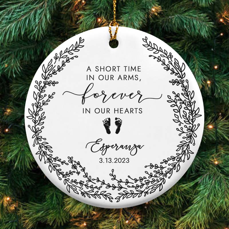 Forever In Our Hearts Baby Memorial Ornament - Personalized Circle Ceramic Ornament
