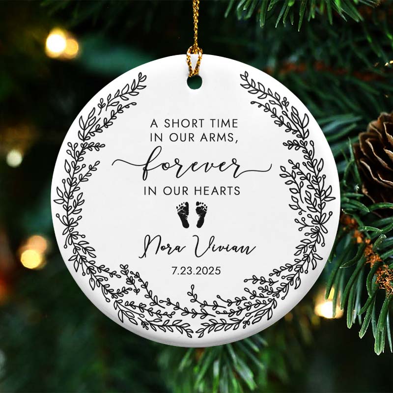 Forever In Our Hearts Baby Memorial Ornament - Personalized Circle Ceramic Ornament