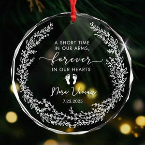 Forever In Our Hearts Baby Memorial Ornament - Personalized Circle Glass Ornament