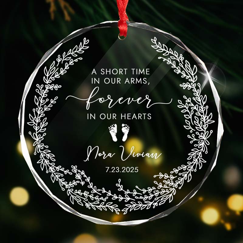 Forever In Our Hearts Baby Memorial Ornament - Personalized Circle Glass Ornament