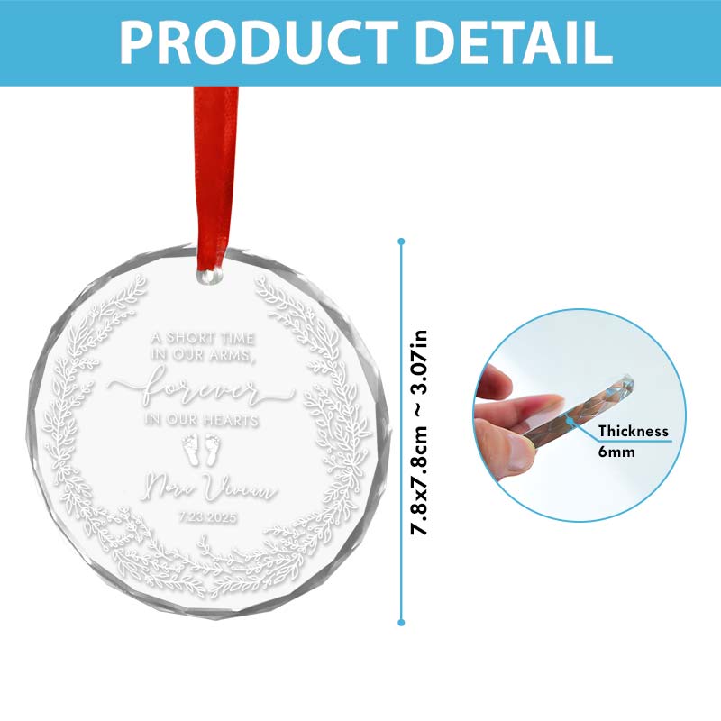Forever In Our Hearts Baby Memorial Ornament - Personalized Circle Glass Ornament