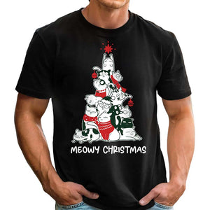 Meowy Christmas Cat Tree - Gift For Pet Dad, Pet Mom, Dog Dad, Cat Dad, Dog Mom, Cat Mom - Personalized T-Shirt